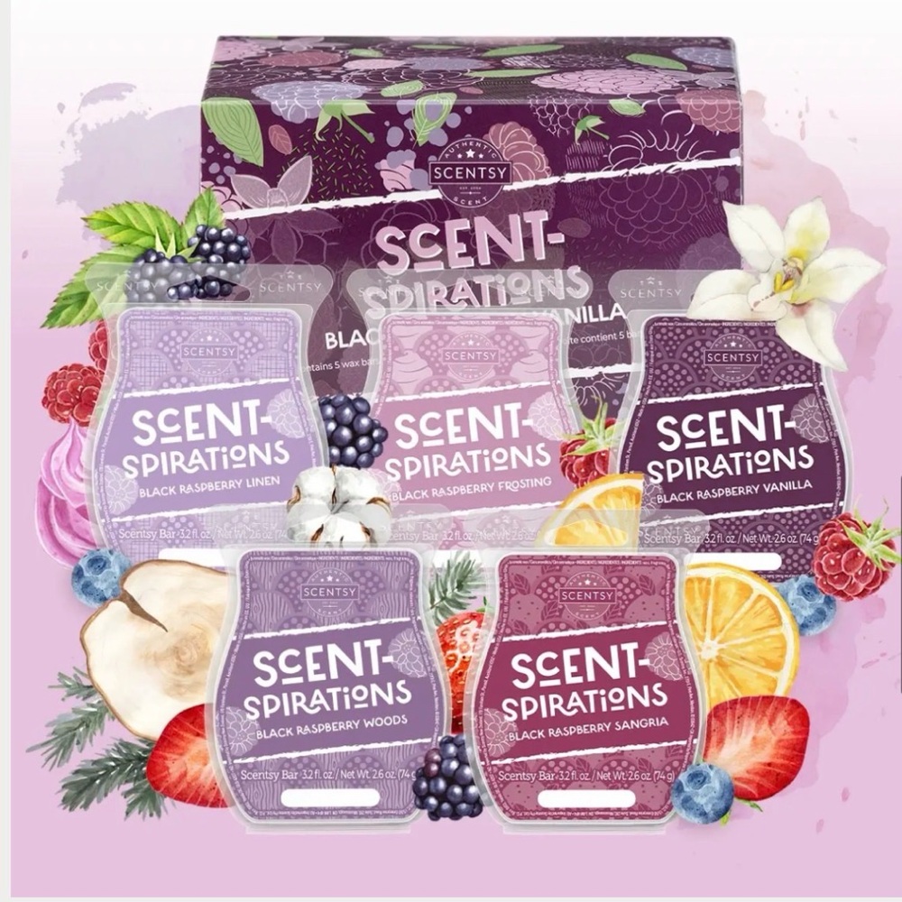 BNIB Scentsy Scent-Spirations Black Raspberry Vanilla 5 Wax Bar Collection